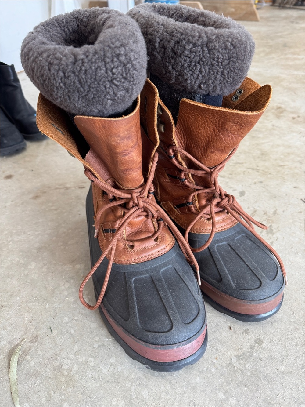 UGG Brown and Gray Shearling-Lined Waterproof Duck Boots